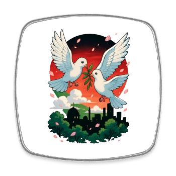 Taube des Friedens und der Farben Palästinas - Viereckiger Kühlschrankmagnet - Weiß - Vorne