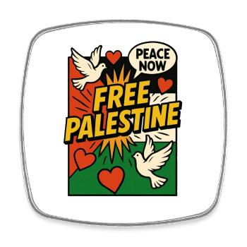 Free Palestine - Frieden und Solidarität Pop Art - Viereckiger Kühlschrankmagnet - Weiß - Vorne