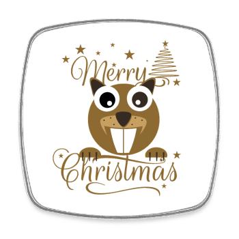 Merry Chrysstmans Eichhornchen - Viereckiger Kühlschrankmagnet - Weiß - Vorne