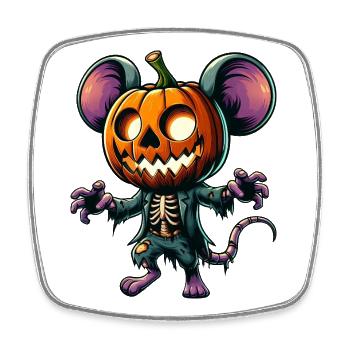 Cute Halloween Pumpkin Mouse Rat Cartoon Hat - Square fridge magnet - white - Front