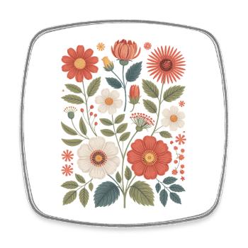 Botanical Flower Diversity Garden Meadow Nature - Square fridge magnet - white - Front