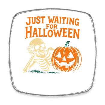 Wartet nur auf Halloween Skelett Kürbis Spaß - Viereckiger Kühlschrankmagnet - Weiß - Vorne