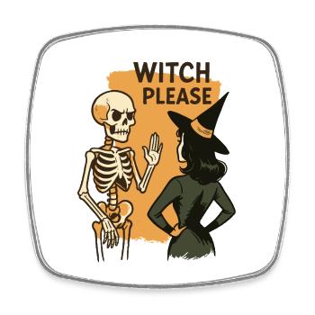 Hexe bitte lustiges Skelett Halloween Kostüm - Viereckiger Kühlschrankmagnet - Weiß - Vorne