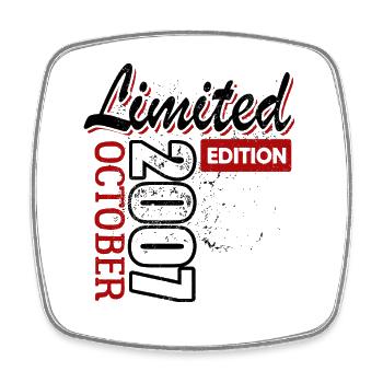 Limited Edition October 2007 Birthday Gift - Square fridge magnet - white - Front