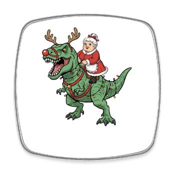 Mrs. Claus reitet T-Rex Lustiger Weihnachtsdinosau - Viereckiger Kühlschrankmagnet - Weiß - Vorne