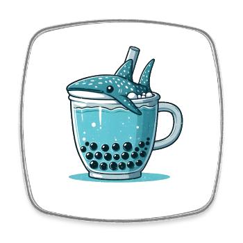 Walhai Bubble Tea - Viereckiger Kühlschrankmagnet - Weiß - Vorne