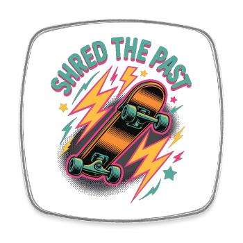 T-shirt skateboard rétro – Shred The Past - Magnet carré - blanc - Devant