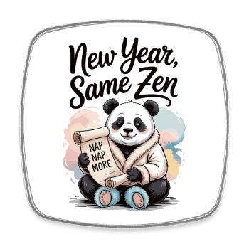 T-shirt panda – Nouvel An, même zen - Magnet carré - blanc - Devant