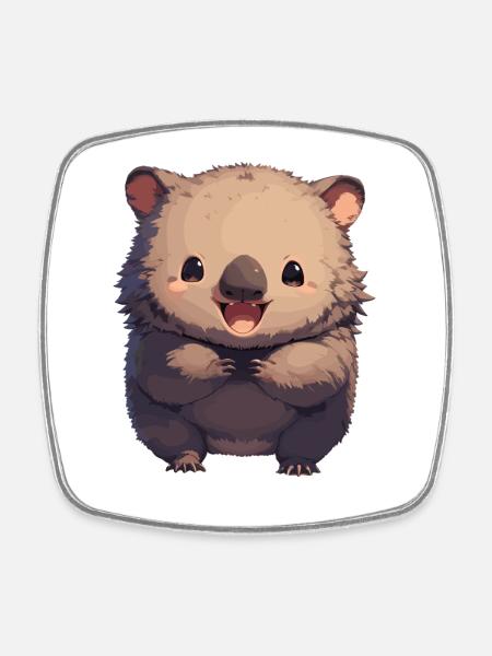 Wombats Wombat - Viereckiger Kühlschrankmagnet - Weiß