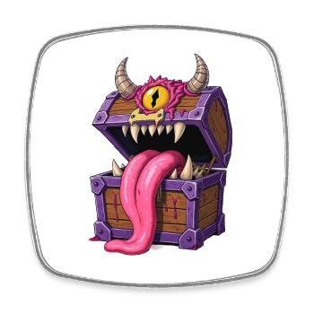Imiter le coffre de monstre avec langue et œil – Dessin animé - Magnet carré - blanc - Devant
