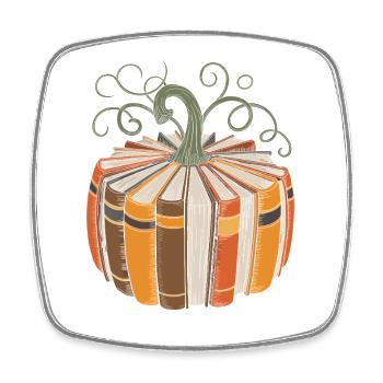 Book Pumpkin for Bookworms Pumpkin Books - Square fridge magnet - white - Front