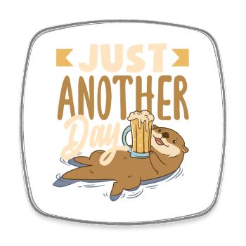Loutre de mer dessin animé jeu de mots drôle loutre - Magnet carré - blanc - Devant