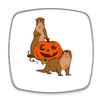 Loutre de mer dessin animé Halloween - Magnet carré - blanc - Devant