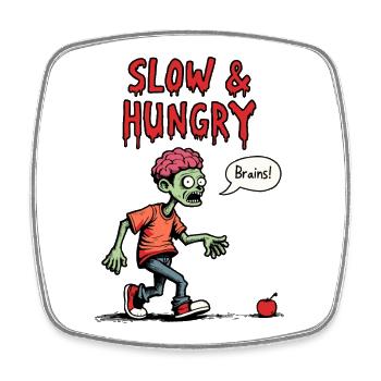Slow & Hungry Zombie Comic - Viereckiger Kühlschrankmagnet - Weiß - Vorne