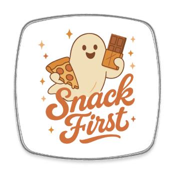 Snack First Halloween Ghost Costume Fun - Magnet carré - blanc - Devant