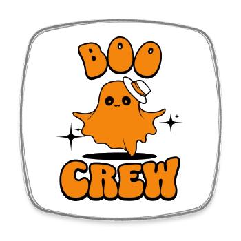 Boo Crew – Cute Halloween Ghost with Hat - Square fridge magnet - white - Front