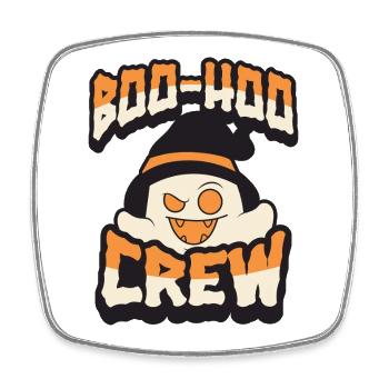 Boo Crew – cute Halloween ghost with hat - Square fridge magnet - white - Front