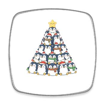 Funny Penguin Christmas Tree Christmas Fir Trees - Square fridge magnet - white - Front