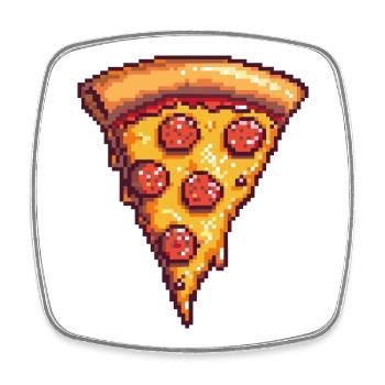 Pixel Pizza Stück - Viereckiger Kühlschrankmagnet - Weiß - Vorne