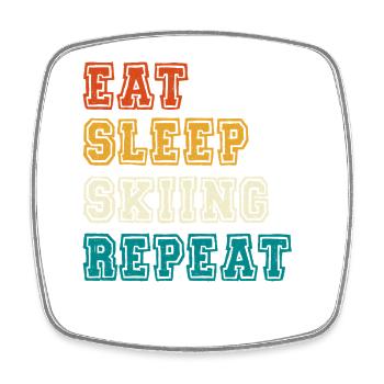 Eat Sleep Repeat Skiing - Square fridge magnet - white - Front