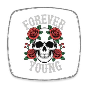 Forever Young Skull Rosen - Viereckiger Kühlschrankmagnet - Weiß - Vorne