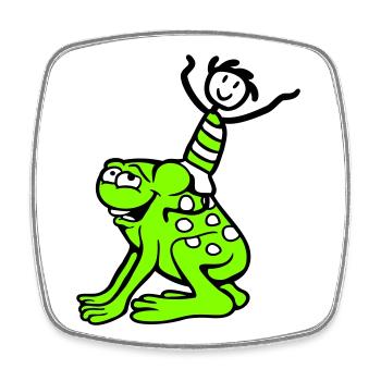 2 Friends Frog Boy Riding Team Toad Funny - Square fridge magnet - white - Front