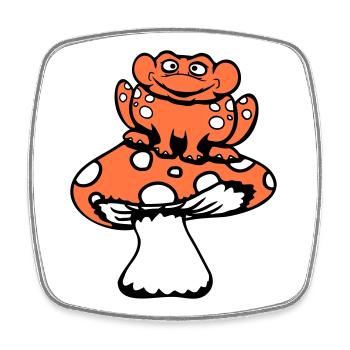 grenouille s’assoit champignon mignon forêt forêt grenouille sourit cool - Magnet carré - blanc - Devant