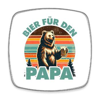 Werdender Vater BIER FÜR DEN PAPA Lustiges - Viereckiger Kühlschrankmagnet - Weiß - Vorne
