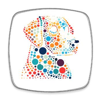 Fleckiges Hemd Vibrant Dot Skull Portrait - Viereckiger Kühlschrankmagnet - Weiß - Vorne