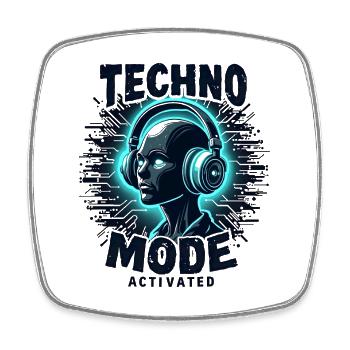 Techno Mode Activated – Rave Musik - Viereckiger Kühlschrankmagnet - Weiß - Vorne