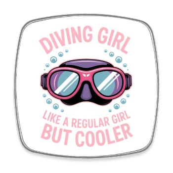 Plongée Dire Fille Drôle Plongée Cadeau - Magnet carré - blanc - Devant