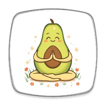 Avocado Meditation Figure - Square fridge magnet - white - Front
