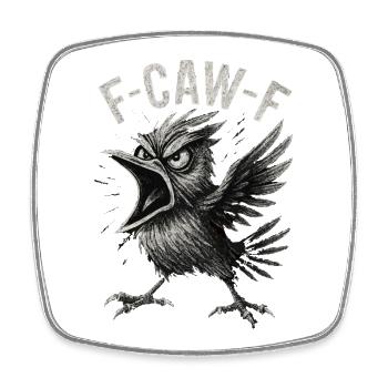 Krachender Rabenruf F-Caw-F - Viereckiger Kühlschrankmagnet - Weiß - Vorne