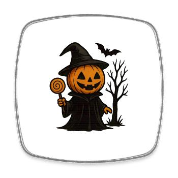 Citrouille magicien Costume d’Halloween - Magnet carré - blanc - Devant