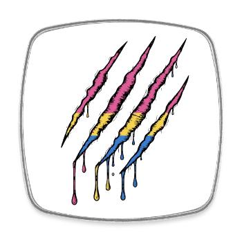 Pan Pride Claw - Pansexuell Flagge Kratzspur - Viereckiger Kühlschrankmagnet - Weiß - Vorne