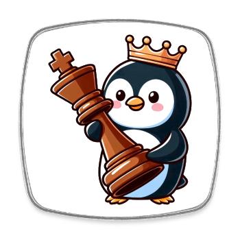 Cute Penguin Chess Piece Checkers King Cartoon Game - Square fridge magnet - white - Front