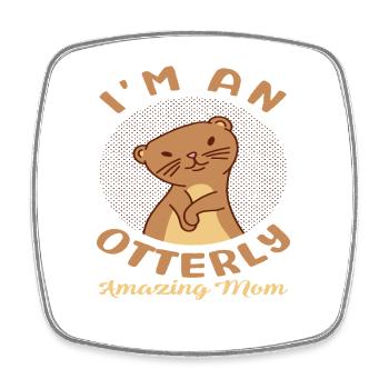 Seeotter Cartoon Mama - Viereckiger Kühlschrankmagnet - Weiß - Vorne