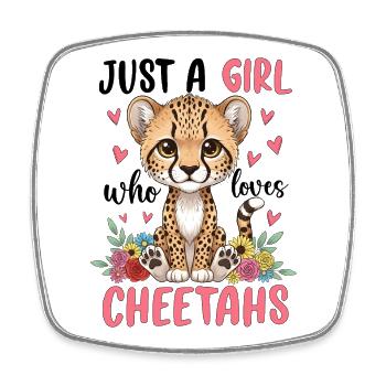 Girl Cheetah mit Blumen - Viereckiger Kühlschrankmagnet - Weiß - Vorne