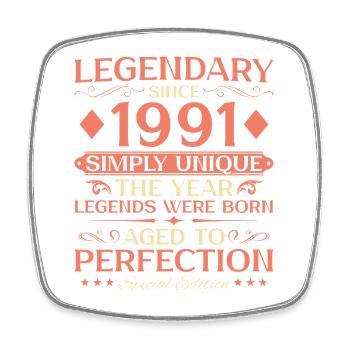1991 Vintage Born Vintage - 35th Birthday - Square fridge magnet - white - Front
