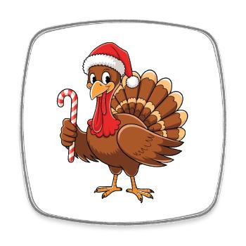 Truthahn mit Weihnachtsmütze Thanksgiving - Viereckiger Kühlschrankmagnet - Weiß - Vorne