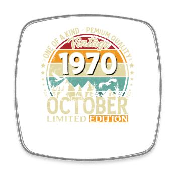 55ème Anniversaire Vintage Octobre Millésime 1970 - Magnet carré - blanc - Devant