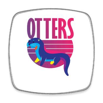 Sea Otter Retro - Square fridge magnet - white - Front