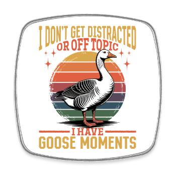 Funny Bird Goose - Viereckiger Kühlschrankmagnet - Weiß - Vorne