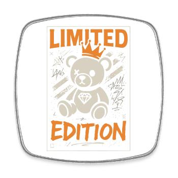 Limited Edition Teddybär Krone - Viereckiger Kühlschrankmagnet - Weiß - Vorne