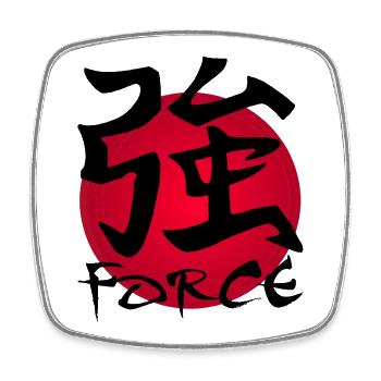The word force in Japanese (black) - Square fridge magnet - white - Front