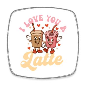 I Love You A Latte Cute Coffee Pun - Square fridge magnet - white - Front