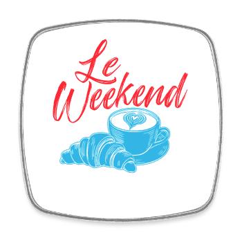 Le Weekend French Coffee Chill Vibes - Viereckiger Kühlschrankmagnet - Weiß - Vorne