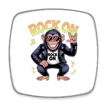  Rock On Affe Rocker Sonnenbrille Lederjacke - Viereckiger Kühlschrankmagnet - Weiß - Vorne