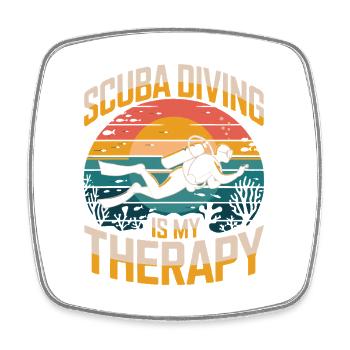 Scuba Diving Is My Therapy Retro Diving Ocean - Square fridge magnet - white - Front