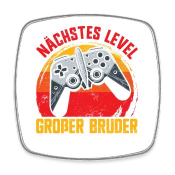 Nächstes Level Großer Bruder Ankündigung Zocken - Viereckiger Kühlschrankmagnet - Weiß - Vorne